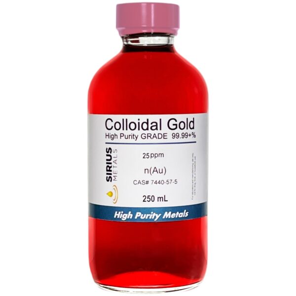 Frasco de oro coloidal en vidrio