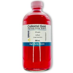 Oro coloidal Sirius Metals - frasco de vidrio 500 mL