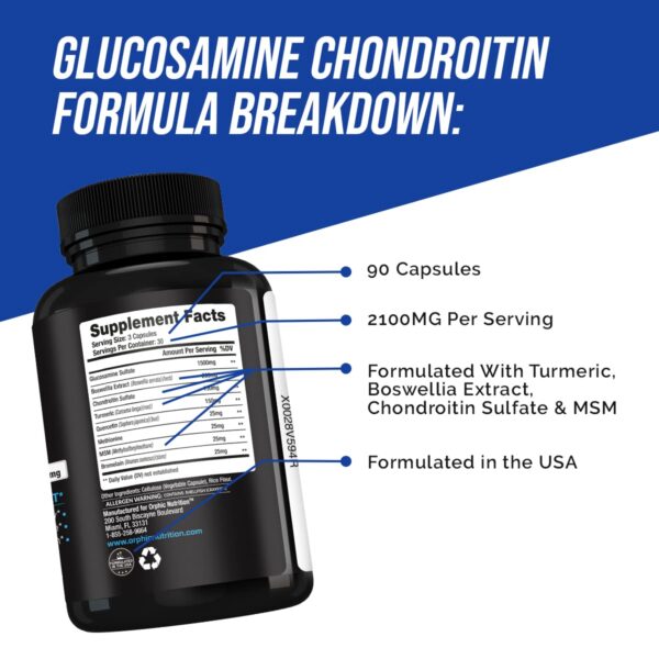 Frasco de ORPHIC NUTRITION glucosamina condroitina MSM