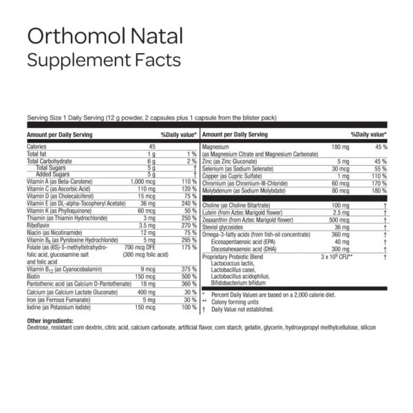 Detalle de la etiqueta Orthomol Natal