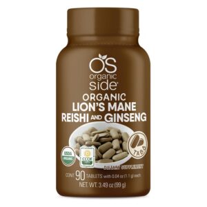 OS Organic Side tabletas adaptógenas melena de león reishi ginseng