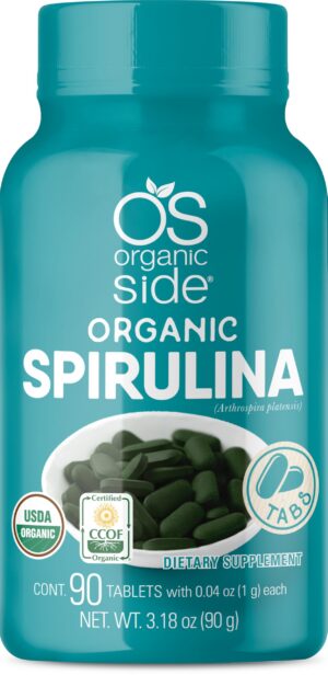 Botella de tabletas de espirulina OS Organic Side