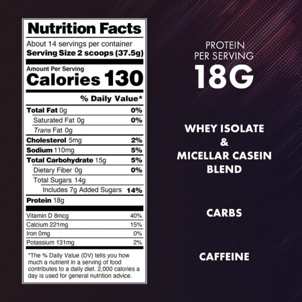 Detalle de la etiqueta y sabor vainilla