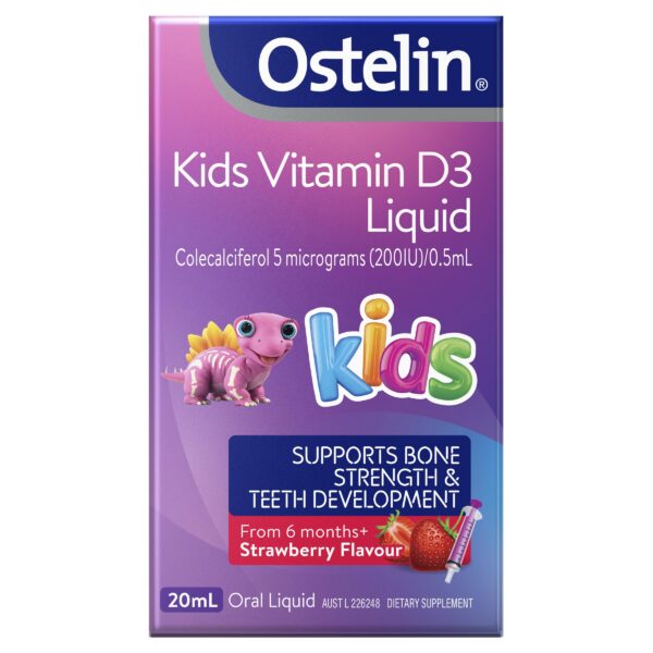 Ostelin vitamina D líquida para niños frente a la botella