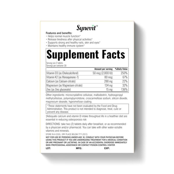 Etiqueta Osteofect calcio organico D3 K2