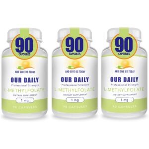 Frasco Our Daily Vites L-Metilfolato 1mg 270 cápsulas vegetarianas