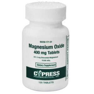Frente del envase de óxido de magnesio 400 mg
