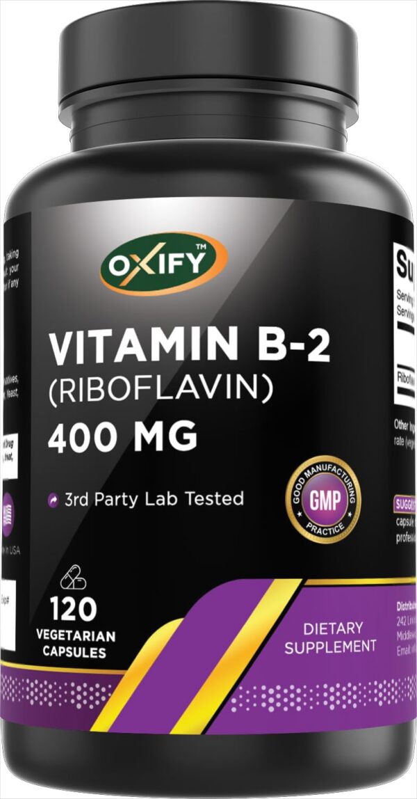 Frontal de la botella Oxify Vitamina B-2 400 mg