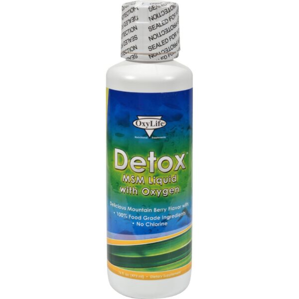 Version 1.0.0 Oxylife Detox MSM líquido con oxígeno botella 16 onzas