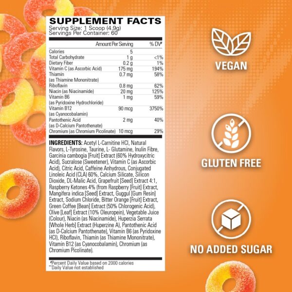 Etiqueta frontal de OxyShred Peach Candy Rings