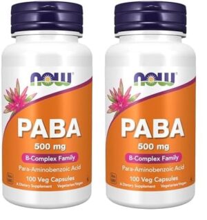 Version 1.0.0 PABA-acido-para-aminobenzoico-NOW-suplementos-100-cápsulas