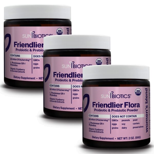 Pack de 3 de SUNBIOTICS Friendlier Flora suplemento femenino
