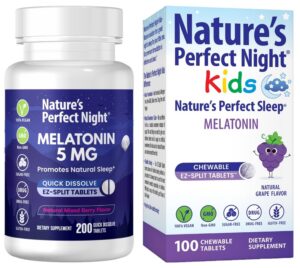 Paquete Nature's Perfect Night melatonina 5mg adultos 200 tabletas