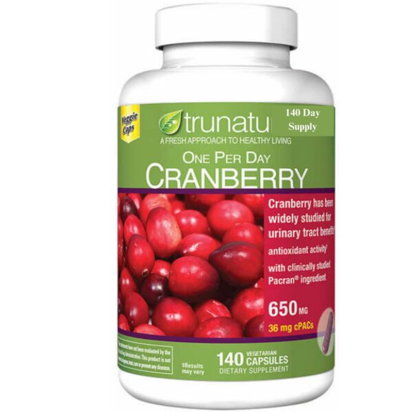 Pacran Cranberry 650 mg botellas y organizador pastillas