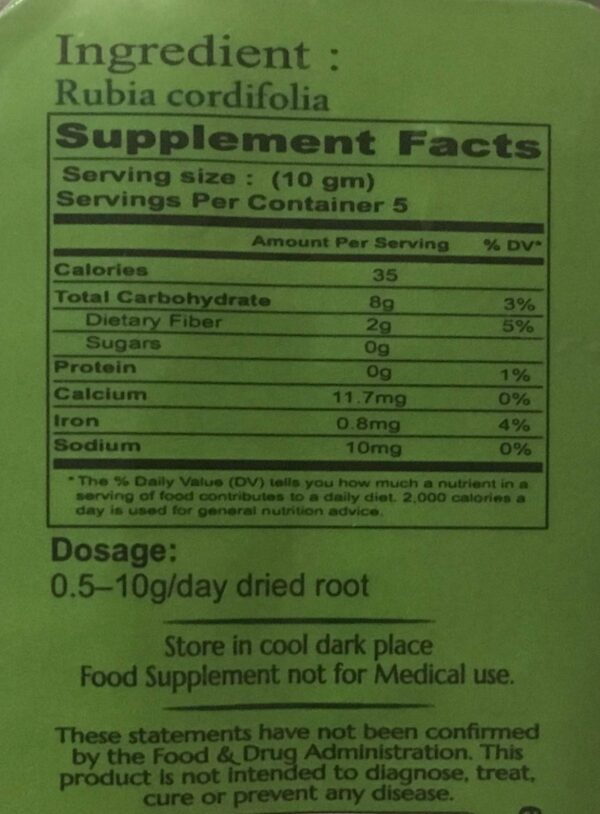 Palitos raíz medicinal Manjistha Rubia Cordifolia Vedic Secrets