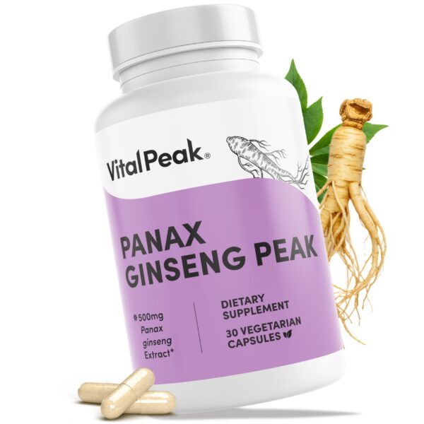 Envase frontal de Panax Ginseng Peak 500 mg
