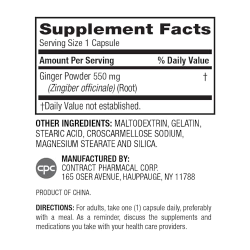 Paquete de 100 cápsulas de raíz de jengibre para salud digestiva