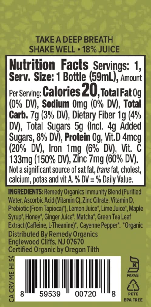 Version 1.0.0 Caja Remedy Organics Immunity Plus Shot natural