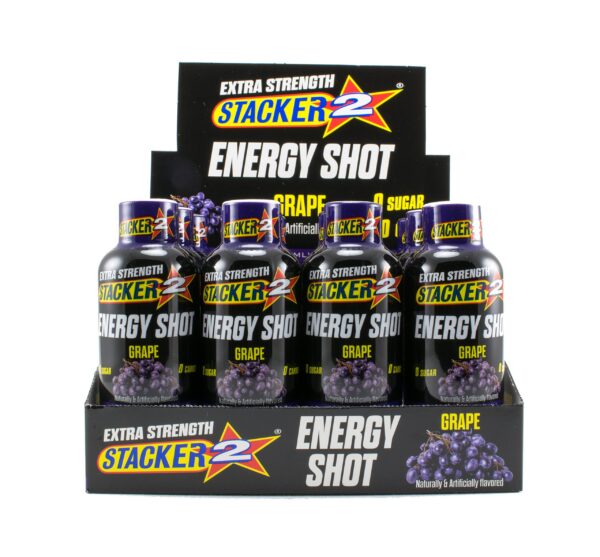 Paquete de 12 shots energéticos Stacker 2 sabor uva