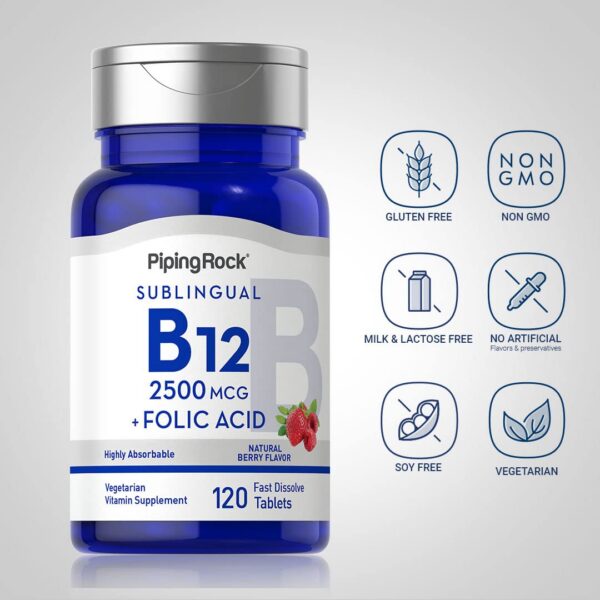 Paquete de 120 tabletas vitamina B12 Piping Rock