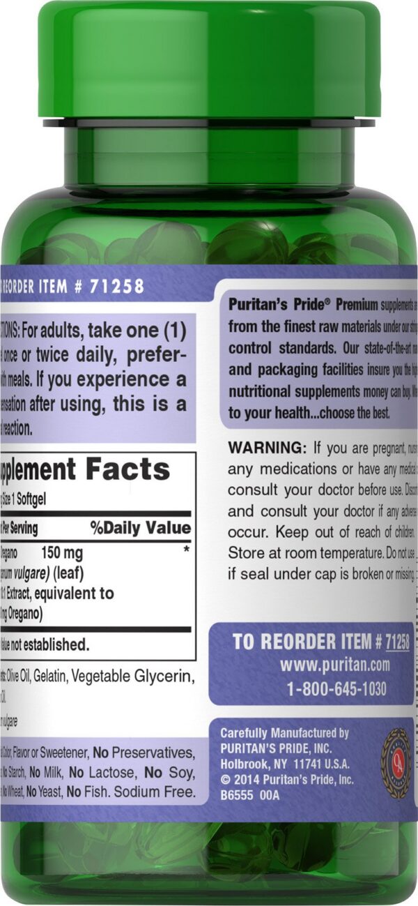 Paquete de 180 cápsulas blandas de aceite de orégano Puritan's Pride