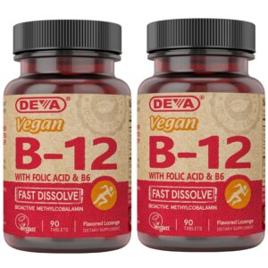 Paquete 2 botellas vitamina b12 vegana deva 90 tabletas