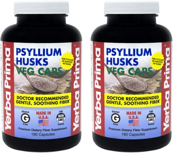 Version 1.0.0 Paquete 2 cápsulas psyllium veganas Yerba Prima 180 unidades