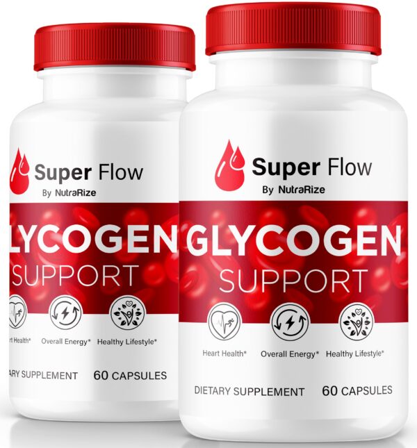 Version 1.0.0 Paquete de 2 frascos de cápsulas Super Flow Glycogen para energía