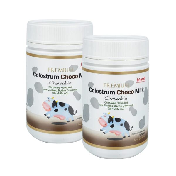 Paquete de 2 Hi Well Calostro Premium Leche Chocolate 150 tabletas