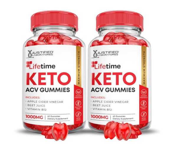 Paquete 2 Lifetime Keto ACV gomitas 1000mg B12 veganas