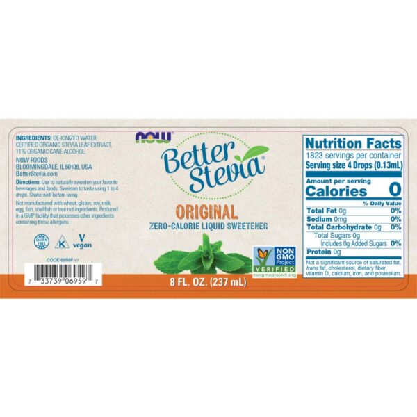 Paquete de 2 Now Foods Better Stevia extracto líquido sin calorías