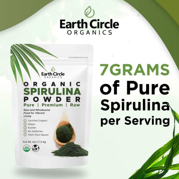 Espirulina polvo pura vegan y kosher en paquete 4 onzas