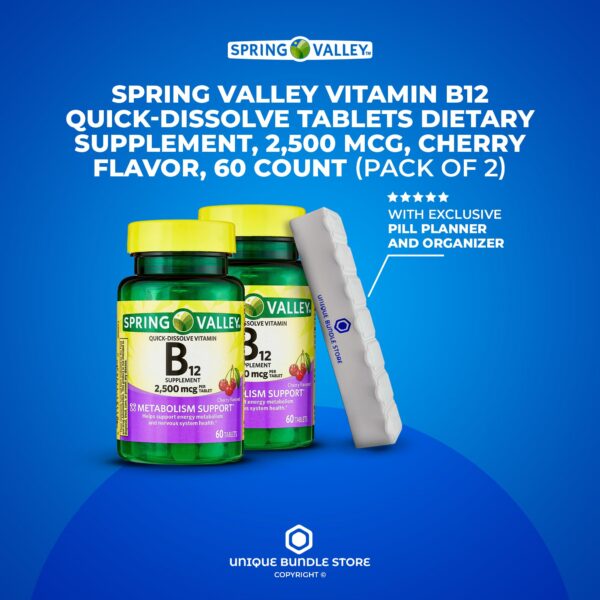 Paquete de 2 Spring Valley vitamina B12 tabletas disolución rápida