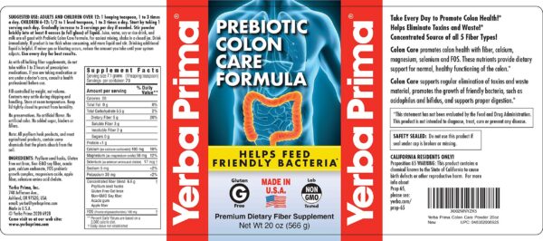 Paquete 2 Yerba Prima polvo fibra prebiótica para salud colon
