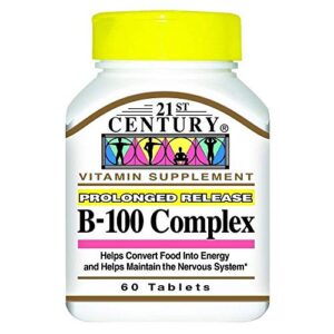 Vitamina B-100 complejo 21st Century paquete de 4 frascos 60 tabletas