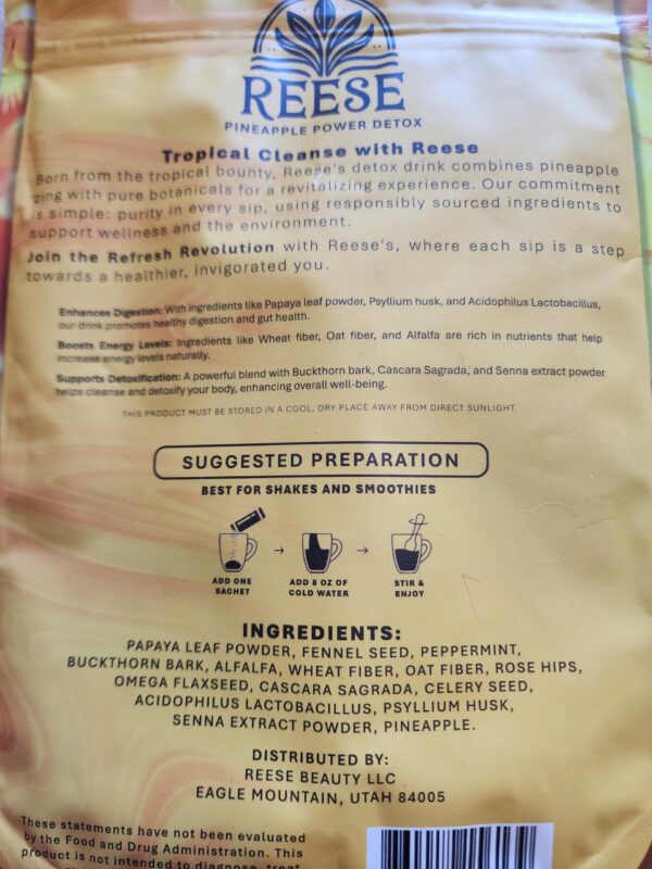 Version 1.0.0 Paquete de 25 sobres bebida detox REESE piña