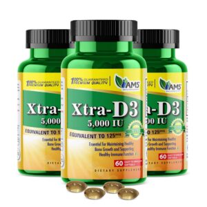 Paquete 3 America Medic Xtra D3 5000 UI 180 cápsulas blandas