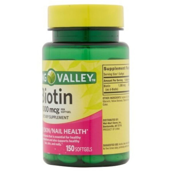 Paquete de 3 frascos de biotina Spring Valley 150 cápsulas