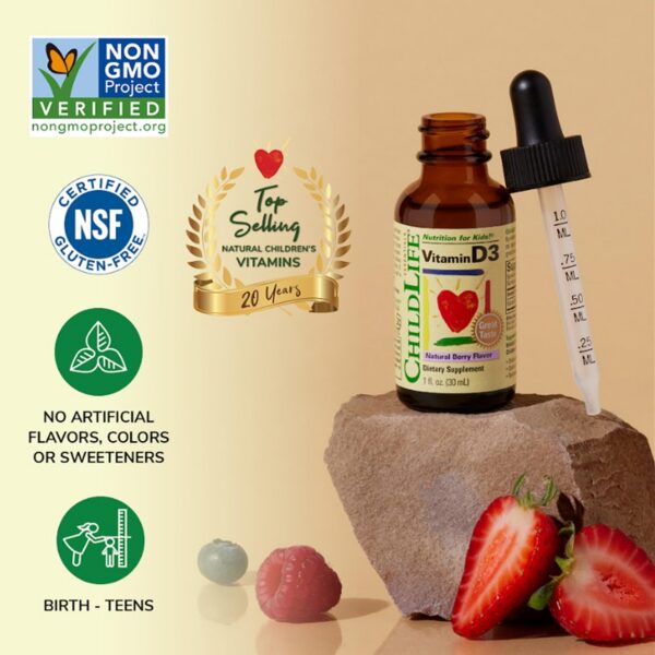 Paquete 3 frascos gotas vitamina D3 ChildLife Essentials