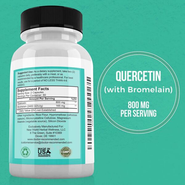 Paquete de 3 frascos Quercetina 800mg con Bromelina