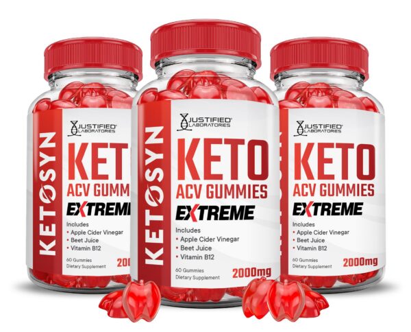 Paquete de 3 gomitas Keto ACV extreme 2000mg Justified Laboratories