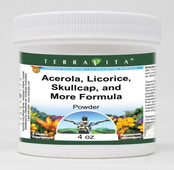 Paquete de 3 polvo fórmula acerola regaliz escutelaria TerraVita 4oz