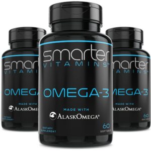 Paquete de 3 frascos Smarter Omega 3 aceite de pescado 180 cápsulas