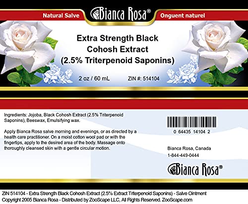 Version 1.0.0 Lado del frasco ungüento Cohosh Negro extra fuerte Bianca Rosa