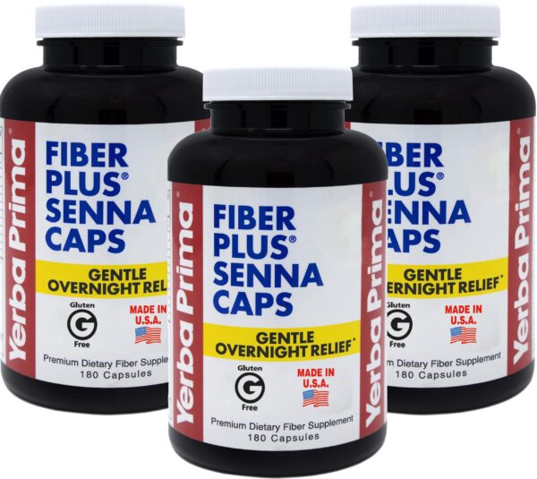 Paquete 3 Yerba Prima Fiber Plus Senna 180 cápsulas cada uno