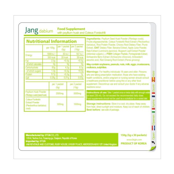Version 1.0.0 Paquete 30 fibra psyllium forskohlii colágeno salud digestiva suplemento