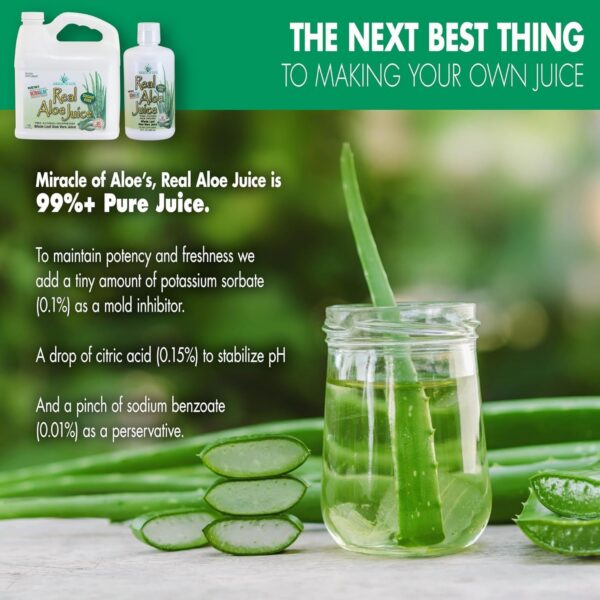 Paquete de 4 botellas jugo aloe vera Miracle of Aloe con etiqueta