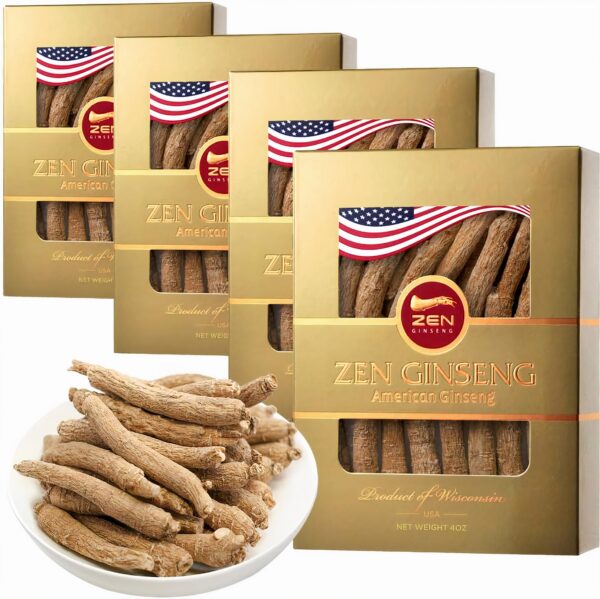 Paquete de 4 cajas de ginseng americano Wisconsin Zen Ginseng