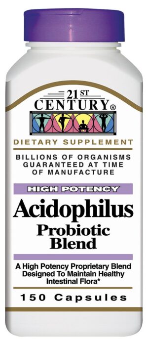 Paquete de 4 frascos 21st Century Acidófilus probiótico 150 cápsulas