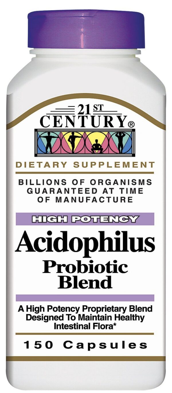 Paquete de 4 frascos 21st Century Acidófilus probiótico 150 cápsulas